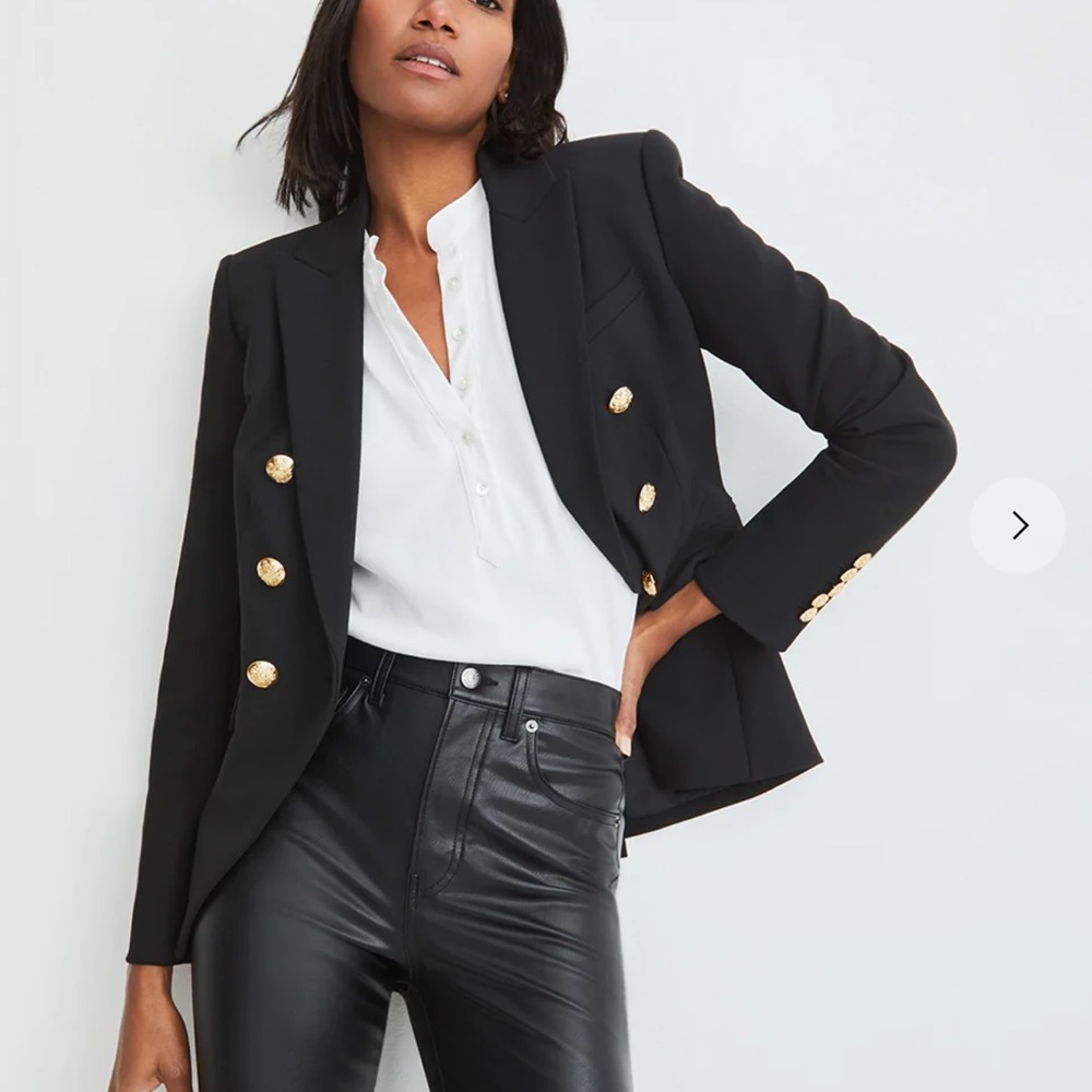 Veronica Beard Miller Dickey Jacket, black w/gold buttons